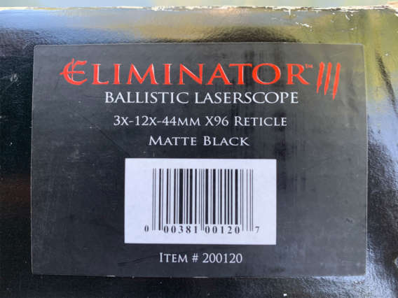Burris Eliminator 3 Ballistic Laserscope 3-12x44 retail box