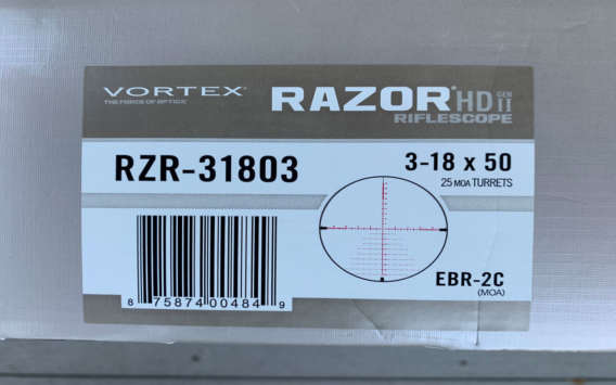 Vortex Razor HD Gen II 3-18x50 box