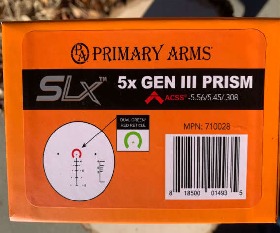 Primary Arms SLX 5x Gen III Prism box