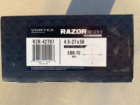 Vortex-Razor-HD-Gen-II-4.5-27x56-MRAD box