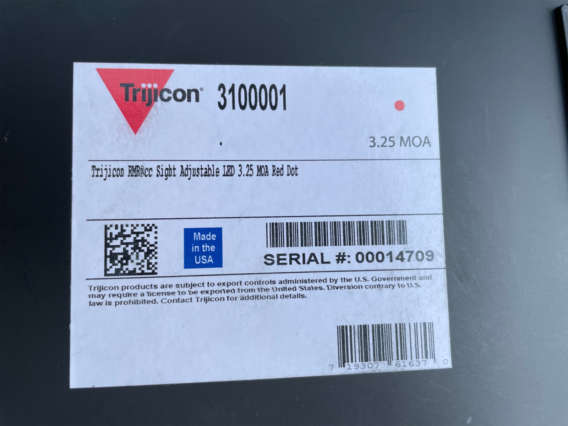 Trijicon RMRcc 3.25 Adjustable w/ Mounting Plate Kit box