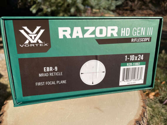 Vortex Razor HD Gen III 1-10x24 (MRAD) box