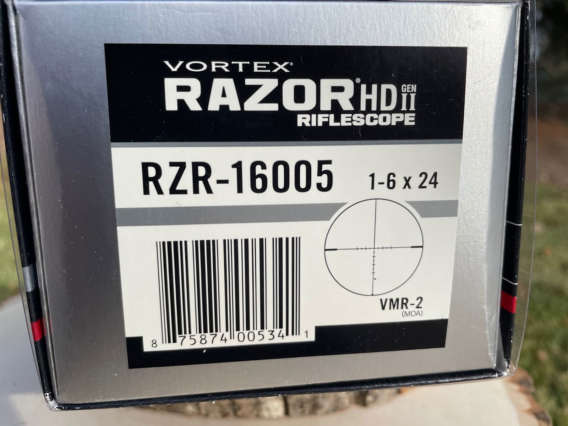 Vortex Razor HD Gen II 1-6x24 (Non-E) MOA box