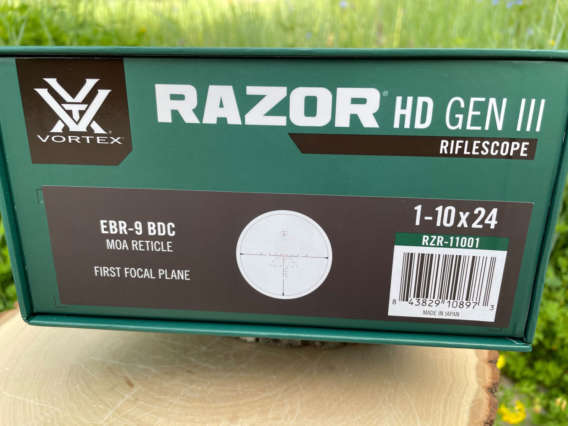 Vortex Razor HD Gen III 1-10x24 (MOA) box