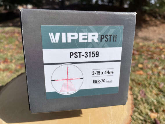 Vortex Viper PST Gen II 3-15x44 FFP (MRAD) box