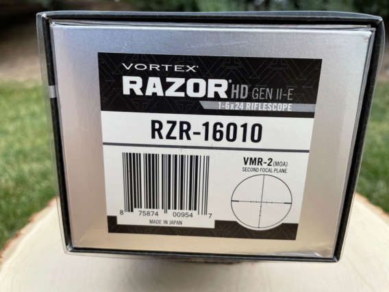 Vortex Razor HD Gen II-E 1-6x24 MOA box