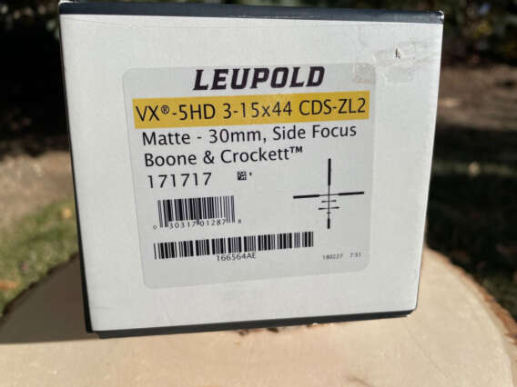 Leupold VX-5HD 3-15x44 Boone & Crockett Reticle w/ Alumina Lens Caps box - lightly used