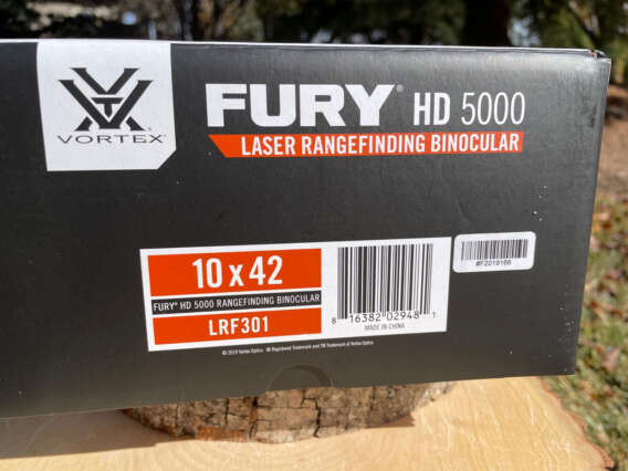 Vortex Fury HD 5000 Laser Rangefinding 10x42 Binocular box - Like New