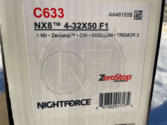 Nightforce NX8 4-32x50 F1 TREMOR3 C633 box - Lightly Used