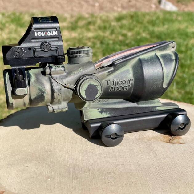 Trijicon ACOG TA31 w/ Holosun HS407C X2 piggybacked Red Dot - Well Used