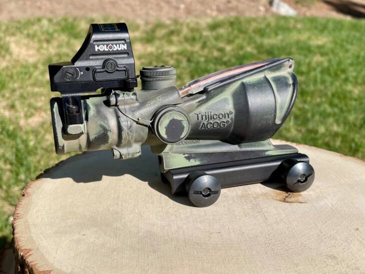 Trijicon ACOG TA31 w/ Holosun HS407C X2 piggybacked Red Dot - Well Used