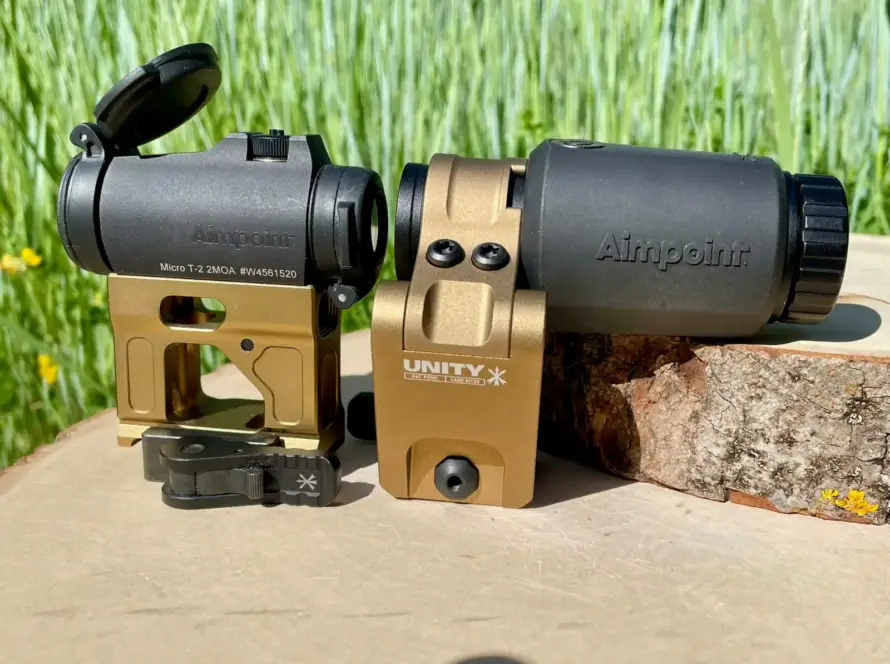 Aimpoint Micro T-2 & 3X-C Magnifier in Unity Tactical Mounts - Well Used