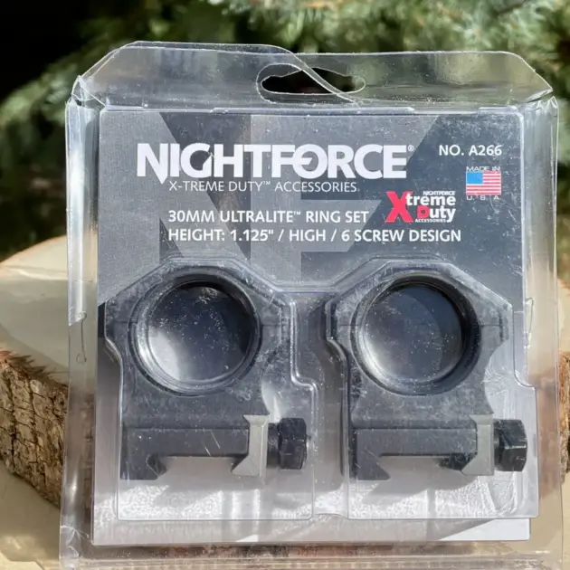 Nightforce 30 mm Ultralite 6 Screw Ring Set High / 1.125” A266 - Used